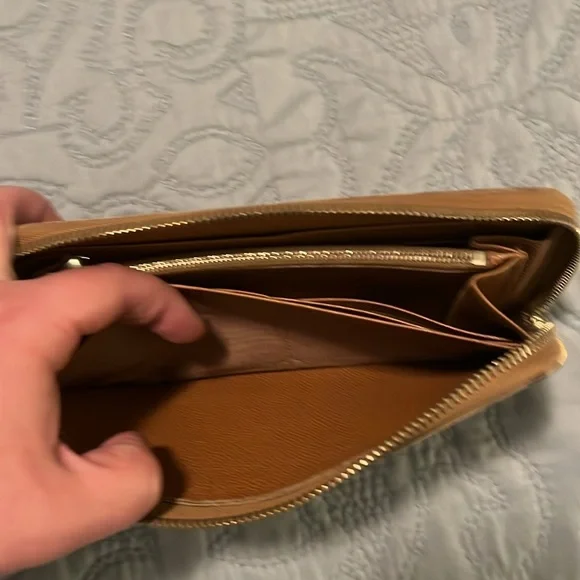 Bvlgari Light Brown Pebble Grain Leather Long Zipper Wallet